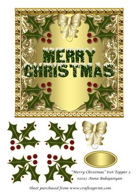 Merry Christmas 6x6 Topper 5