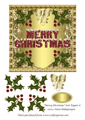 Merry Christmas 6x6 Topper 6
