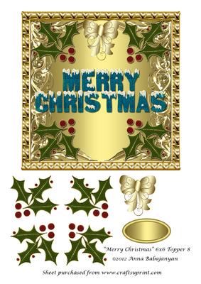 Merry Christmas 6x6 Topper 8