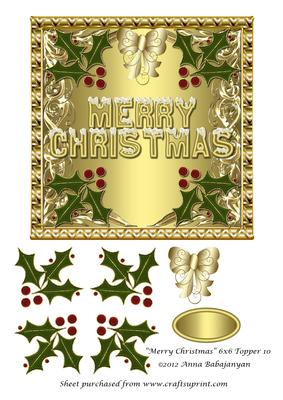 Merry Christmas 6x6 Topper 10