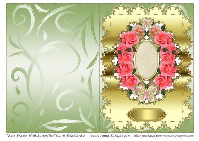 Rose Frame with Butterflies Cut & Fold Card 2