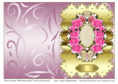 Rose Frame with Butterflies Cut & Fold Card 3