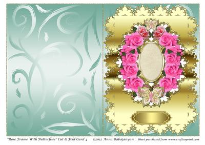 Rose Frame with Butterflies Cut & Fold Card 4
