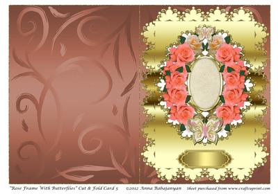 Rose Frame with Butterflies Cut & Fold Card 5