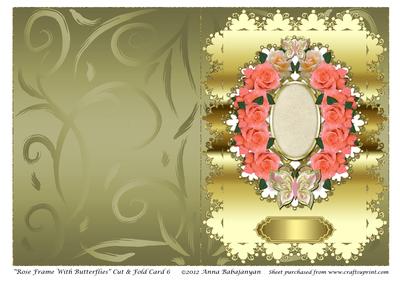 Rose Frame with Butterflies Cut & Fold Card 6