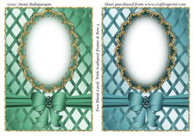 Two Blank Cards with Scalloped Frame & Bow 3