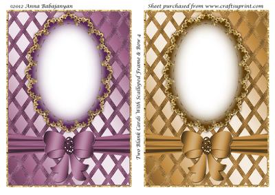 Two Blank Cards with Scalloped Frame & Bow 4