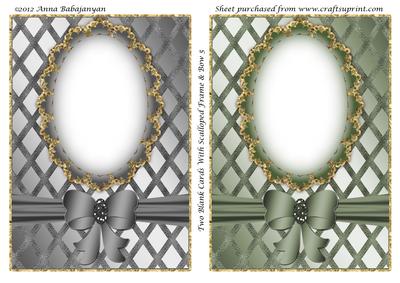 Two Blank Cards with Scalloped Frame & Bow 5