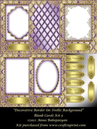 Decorative Border on Trellis Background Blank Cards Kit 5
