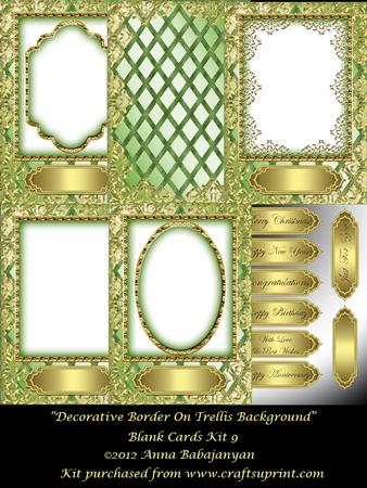 Decorative Border on Trellis Background Blank Cards Kit 9
