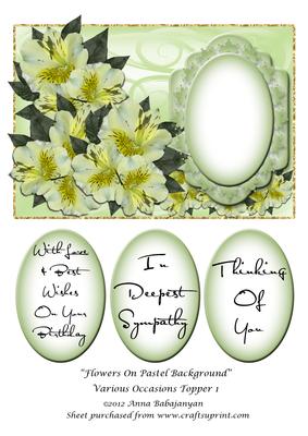Flowers on Pastel Background Various Occasions Topper 1