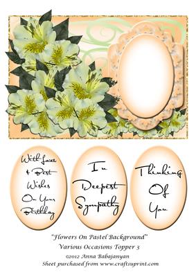 Flowers on Pastel Background Various Occasions Topper 3