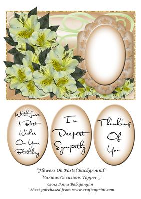 Flowers on Pastel Background Various Occasions Topper 5