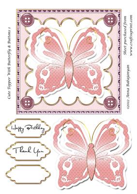 Cute Topper with Butterfly & Buttons 1