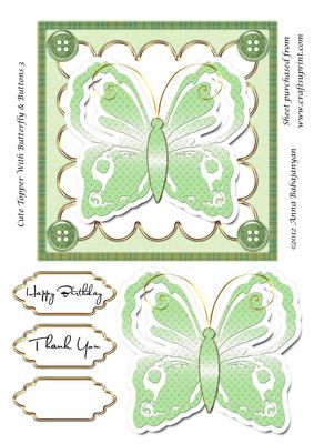 Cute Topper with Butterfly & Buttons 3