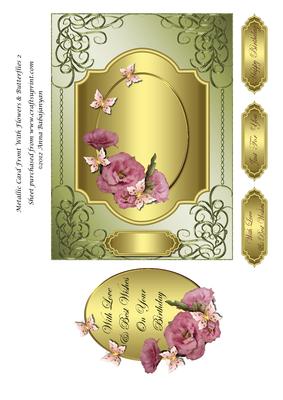 Metallic Card Front with Flowers & Butterflies 2