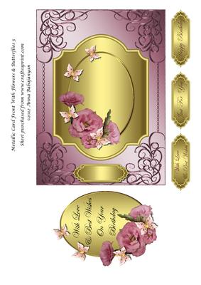Metallic Card Front with Flowers & Butterflies 3