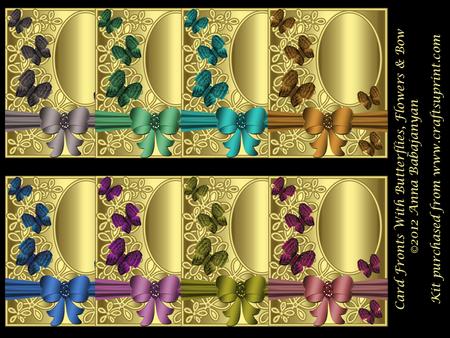 Card Fronts with Butterflies, Flowers & Bow