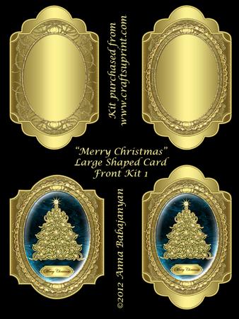 Merry Christmas Large Shaped Card Front Kit 1