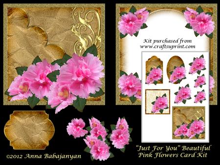 Just for You Beautiful Pink Flowers Card Kit
