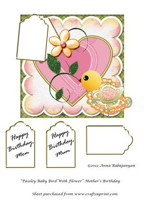 Paisley Baby Bird with Flower Mother's Birthday