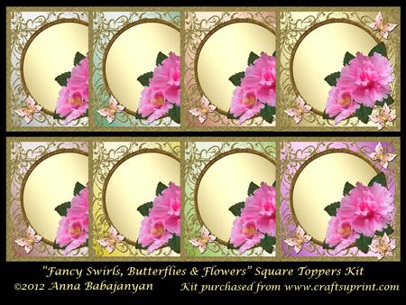Fancy Swirls, Butterflies & Flowers Square Toppers Kit
