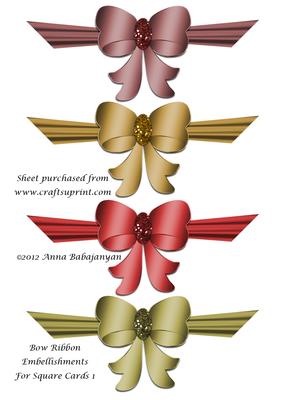 Bow Ribbon Embellishments for Square Cards 1