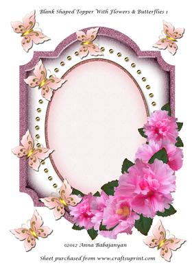 Blank Shaped Topper with Flowers & Butterflies 1