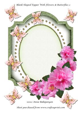 Blank Shaped Topper with Flowers & Butterflies 2