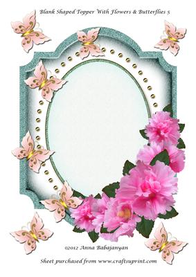 Blank Shaped Topper with Flowers & Butterflies 5
