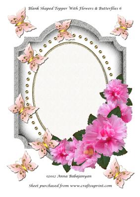Blank Shaped Topper with Flowers & Butterflies 6
