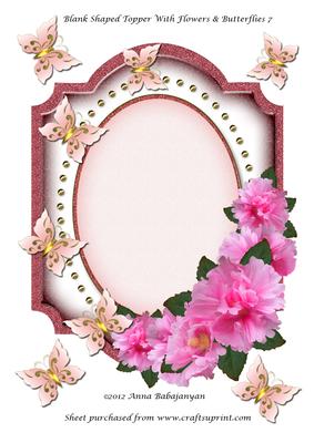 Blank Shaped Topper with Flowers & Butterflies 7