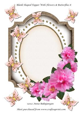 Blank Shaped Topper with Flowers & Butterflies 8