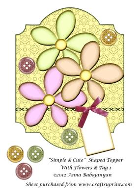 Simple & Cute Shaped Topper with Flowers & Tag 1