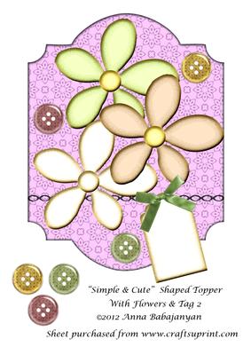 Simple & Cute Shaped Topper with Flowers & Tag 2