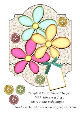 Simple & Cute Shaped Topper with Flowers & Tag 3