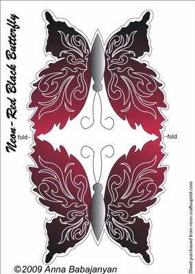 Neon-red Black Butterfly