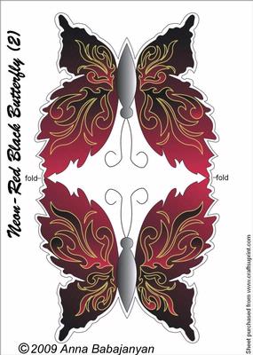 Neon-red Black Butterfly (2)