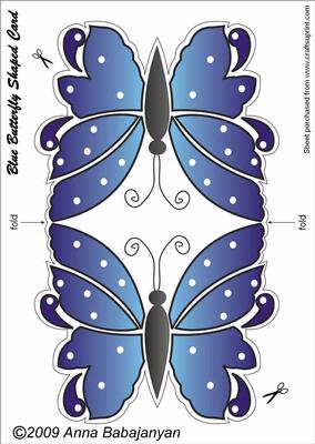 Blue Butterfly Shaped Card