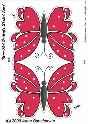 Neon-red Butterfly Shaped Card