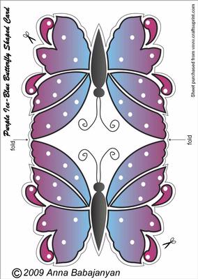 Purple Ice-blue Butterfly Shaped Card