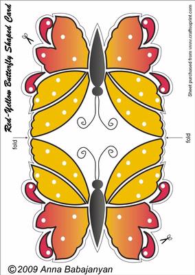 Red-yellow Butterfly Shaped Card