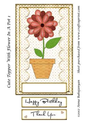 Cute Topper with Flower in a Pot 1