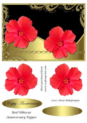 Red Hibiscus Anniversary Topper