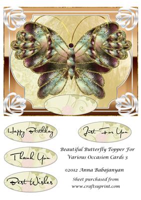 Beautiful Butterfly Topper for Various Occasion Cards 3