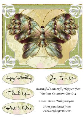 Beautiful Butterfly Topper for Various Occasion Cards 4