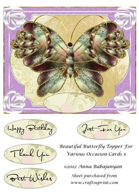 Beautiful Butterfly Topper for Various Occasion Cards 5