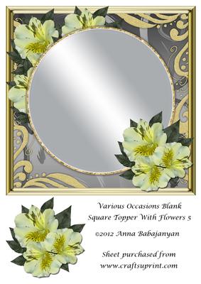 Various Occasions Blank Square Topper with Flowers 5