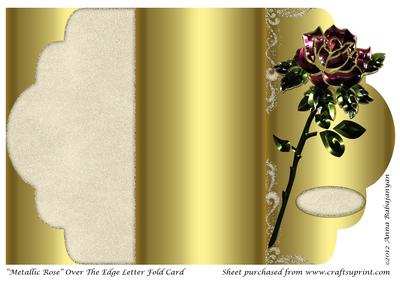 Metallic Rose Over the Edge Letter Fold Card
