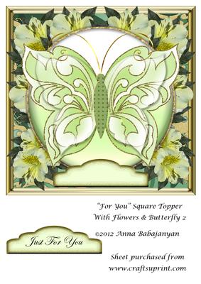 For You Square Topper with Flowers & Butterfly 2